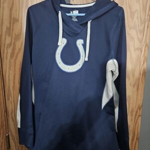 colts Blue and White Hoodie with Horseshoe Logo